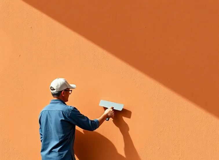 Application d'un enduit décoratif à la lisseuse sur un mur